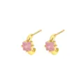 Elegante 18K vergoldete Ohrstecker mit lebhaften quadratischen rosa Zirkonia-Steinen. - C-Förmiger Quadratischer Zirkonia-Stil (E2489) / Gold (Rosa Zirkonia)