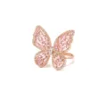 Eleganter Ring mit Schmetterlingsflügeln in Roségold und rosa Mikro-Zirkonia-Steinen - Schmetterlingsflügel Ring (R986) / Roségold / Rosa Zirkonia