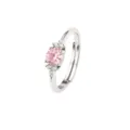 Eleganter versilberter verstellbarer Ring mit rosa Zirkonia und Mikro-Pave-Akzenten - Größe 6 / Rosa Runder Zirkonia Stil (R1386) / Weißgold