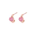 Ohrringe aus Roségold mit quadratischen rosa Zirkoniasteinen im Design - C-Förmiger Quadratischer Zirkonia-Stil (E2489) / Roségold (Rosa Zirkonia)