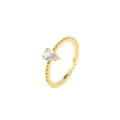 Eleganter 18 Karat vergoldeter Kupferring mit funkelndem birnenförmigem Zirkonia-Stein - Größe 6 / Weißer Zirkonia-Stil (R134)