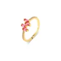 Eleganter vergoldeter verstellbarer Ring mit versetzten rechteckigen rosa Zirkonia - Größe 6 / Geometrischer Stil mit rosa versetztem Zirkonia (R854-3) / Gold
