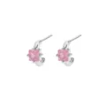 Elegante silberfarbene C-Form Ohrstecker mit quadratischen rosa Zirkonia-Kristallen - C-Förmiger Quadratischer Zirkonia-Stil (E2489) / Platiniert (Rosa Zirkonia)
