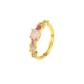 Eleganter vergoldeter verstellbarer Ring mit rosa und roten Zirkonia-Steinen verziert - Größe 6 / Mehrfarbiger Runder Zirkonia Stil (R1391) / 18K-Gold