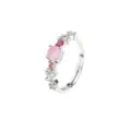 Verstellbarer silberner Modering mit mehrfarbigen rosa und klaren Zirkonia-Steinen besetzt - Größe 6 / Versetzter Mehrfarbiger Runder Zirkonia-Stil (R1391) / Weißgold