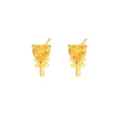 Elegante 18 Karat vergoldete Herzohrstecker mit gelben Zirkonia-Steinen für Damen. - Herz-Lutscher-Stil (E2507) / Gold (Gelber Stein)