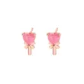 Elegante roségoldene Lutscher-Ohrstecker mit rosa herzförmigen Zirkonsteinen - Herz-Lutscher-Stil (E2507) / Roségold (Rosa Stein)