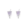 Charmante lila Herz-Lollipop-Ohrstecker mit zierlicher silberner Schleife für Damen - Herz-Lutscher-Stil (E2507) / Platinton (Violetter Stein)
