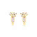 Elegante vergoldete Ohrstecker mit lila und klaren Zirkonia-Steinen - Weinglas-Form (E2509) / Gold (Violetter Zirkonia)