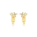 Süsse Cocktailglas Ohrstecker aus Gold mit gelben und klaren Zirkoniasteinen. - Weinglas-Form (E2509) / Gold (Gelber Zirkonia)