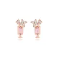 Ohrstecker in Roségold mit rosa rechteckigem Stein und Zirkonia-Blumenakzenten - Weinglas-Form (E2509) / Roségold (Rosa Zirkonia)