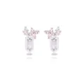 Elegante silberne Ohrstecker mit rosa und lila Zirkoniasteinen im Herz-Bonbon-Design - Weinglas-Form (E2509) / Weißgold (Rosa Lila Zirkonia)