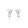 Elegante silberne Ohrstecker mit lila Zirkon in einem kreativen Cocktailglas-Design - Weinglas-Form (E2509) / Platingold (Helllila Zirkonia)