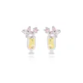 Süße Ohrstecker in Cocktailglasform mit rosa und gelben Zirkoniasteinen besetzt - Weinglas-Form (E2509) / Weißgoldfarbe (Gelber Zirkonia)