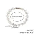 Vista dettagliata del bracciale a stella in argento con dimensioni e peso - Argento con Zirconia Bianca (B00771-6)