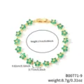 Dettagli su dimensioni e peso per bracciale placcato oro con zirconi a fiore verde - Oro con Zirconia Verde (B00771-9)