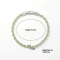 Bracciale tennis color argento con zirconi verdi ovali con indicazione di dimensioni e peso - Verde chiaro