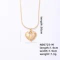 Gold-tone heart pendant necklace with rhinestone letter M and snake chain for women. - Letter M