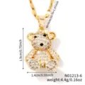 Collana con ciondolo orsetto in zircone dorato gioiello di lusso brillante elegante. - N01213-6