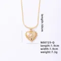 Gold-plated heart letter Q pendant necklace with snake chain, elegant fashion jewelry. - Letter Q