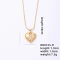 Pendant detail and dimensions of the gold heart letter R necklace with crystal pave. - Letter R