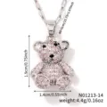 Pave crystal pink bear pendant necklace with sparkling zirconia for women fashion jewelry. - N01213-14