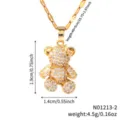Gold-plated pave cubic zirconia teddy bear pendant necklace sparkling luxury jewelry detail - N01213-2