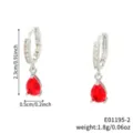 Eleganti orecchini a cerchio con zircone a goccia rosso e finitura argento per regalo donna - Rosso