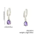 Eleganti orecchini a cerchio in zircone a goccia viola, finitura argento, design da 1,8g - Viola
