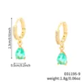 Eleganti orecchini a cerchio placcati oro con ciondoli in zircone a goccia verde smeraldo - Verde smeraldo