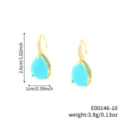 Orecchini pendenti in zircone placcato oro con pietre blu, eleganti accessori di moda. - Placcato Oro 16K Strass Bianco Blu Turchese