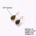 Orecchini pendenti a goccia in zircone verde stile europeo con pietre luminose. - 08 Oro Strass Bianco Verde Scuro