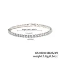 Vista dettagliata di bracciale tennis in rame argentato con zirconi, lunghezza 19 cm. - 19cm / Tono Argento Pietra Bianca