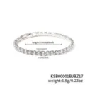 Vista dettagliata del bracciale tennis in zirconia con 17cm di lunghezza e 6,5g peso - 17cm / Tono Argento Pietra Bianca