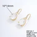 Detailed view of elegant teardrop zircon earrings with micro-pave hook, stunning gold jewelry. - 16K Gold White Rhinestone Soft Cut