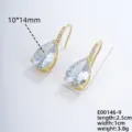 Gold plated pear shaped zircon drop earrings with micro pave stones, elegant design. - 16K Gold White Rhinestone Hard Cut