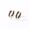 Eleganti orecchini a cerchio placcati in oro con chic pietre zirconi nere quadrate donna. - 16K Nero