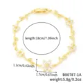 Bracciale floreale placcato oro con ciondoli in zirconia e chiusura regolabile, lungo 18 cm - Oro / Zircone Bianco
