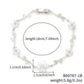 Elegante bracciale a fiori d'argento con zirconi e dettagli dimensionali chiari - Argento / Zircone Bianco