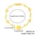 Bracciale a fiori placcato oro con zirconi gialli, lunghezza 18 cm, peso 5,8 g. - Oro / Zircone Giallo