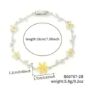 Elegante bracciale a petali di fiori gialli con zirconi scintillanti per signora - Argento / Zircone Giallo