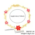 Bracelet élégant en cuivre avec fleurs et zircons roses, avec finition or 18 cm - Or / Zircon Rose