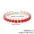 Elegant red cubic zirconia tennis bracelet for women, sparkling square crystal jewelry. - White K Red Rhinestone