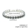 Detailed close-up of the silver-toned black zircon tennis bracelet showing exquisite stone settings. - White K Black Rhinestone