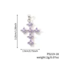 Detailed view showing dimensions of purple zircon cross pendant crafted in copper - Silver Base Purple Zirconia Style (P5219-18)