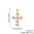 Gold-plated copper cross pendant with purple zircons, showing dimensions 3.25x1.9 cm. - Gold Base Purple Zirconia Style (P5219-17)