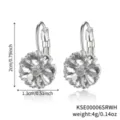 Eleganti orecchini a fiore in argento con pietre chiare, altezza 2 cm e peso 4 g - Base Argento Bianco (KSE00006SRWH)