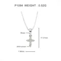 Detailed macro view of a silver cross pendant with AAA zircon and product dimensions. - Cross Pendant (P1094) / Silver