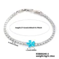 Bracciale tennis con zirconi AAA e ciondolo a fiore in cristallo blu, finitura argento - Stile Zirconia Blu (KSB00246-3) / 17+2cm / Blu