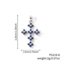Silver-plated cross pendant with blue cubic zirconia stones and product dimensions - Silver Blue Zirconia Cross Style (P5219-8)